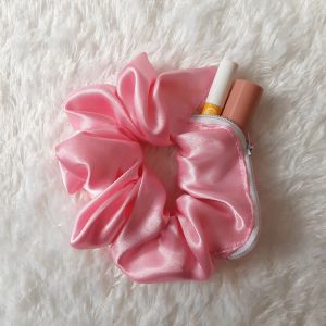 Scrunchie zipper satin silk srunchie resleting ikat rambut wanita cepol hijab