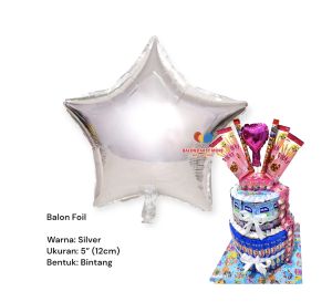 [SILVER] Balon Foil Bintang 5 Inch / Mini 12cm balon ulang tahun dekorasi ulang tahun/ Foil Bintang 5 inch