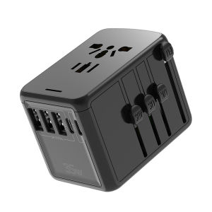 International Power Adapter Travel Plug Adapter Wall Charger with High Speed 3 USB and Type-C for UKUSAUEurope 全球国际插头