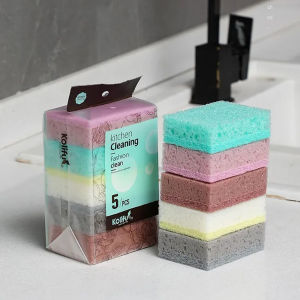 💎Dita_shop💎 ฟองน้ำล้างจาน แพ็ค5ชิ้น อุปกรณ์ขัดหม้อ ทำความสะอาดของใช้ในครัวเรือน