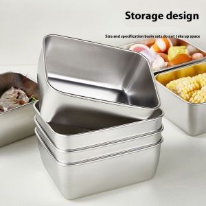 DONGYANSHIJIA Thép không gỉ Hộp lưu trữ thực phẩm Set cho nhà bếp tủ lạnh và ăn trưa