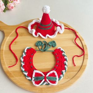 KANNERT Dễ thương Mũ Giáng Sinh cho thú cưng Sợi len dệt Chuông leng keng Khăn quàng cổ hình nơ cho chó. Trang phục thú cưng cho dịp lễ Màu sắc rực rỡ. Mũ ông già Noel dễ thương. Tiệc thú cưng