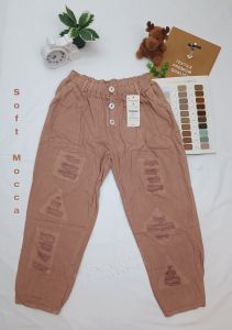 celana jogger wanita 7/8 model 3 kancing bahan premium jeans / jogger kancing 3