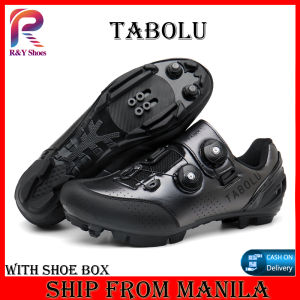 TABOLU Professional Cycling Shoes Mens Cleats Shoes for mtb Speed Mountain bike shoes Non-slip SPD Mountain Bike Cleats Shoes for Man and Women