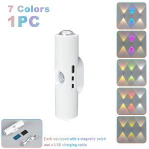 RGB Gradient Motion Sensor Night Light Rechargeable Wall Lamp Magnetic Ambient Light for Bedroom
