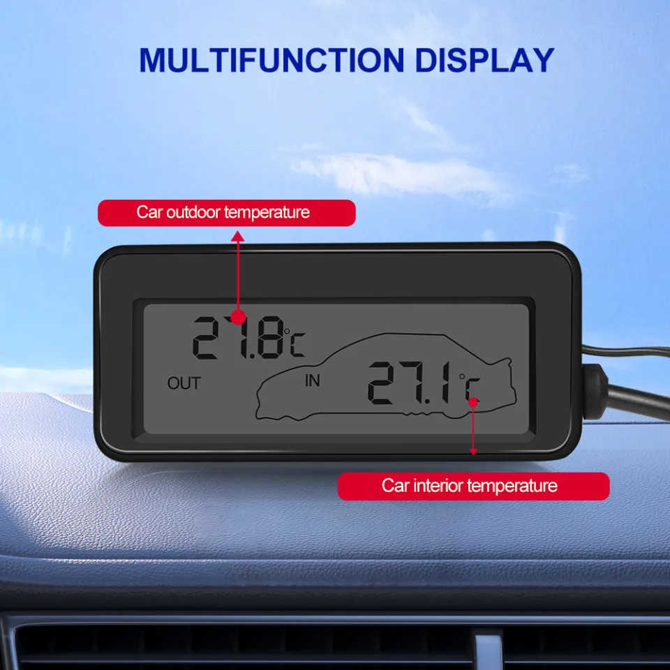 12v Mini Temperature Sensor Lcd Car Digital Thermometer Auto Temperature  Indoor Outdoor Meter Gauge Instruments With 1.5m Cable