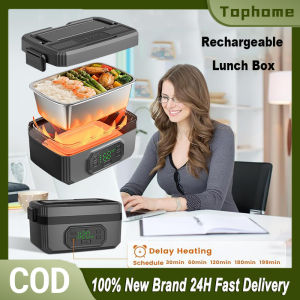 【Ship Today】Rechargeable Insulated Lunch Box 1200ml Portable Wireless Electric Lunch Box Heating Bento Box Portable Food Warmer Food Steamer for Office School Outdoor Camping