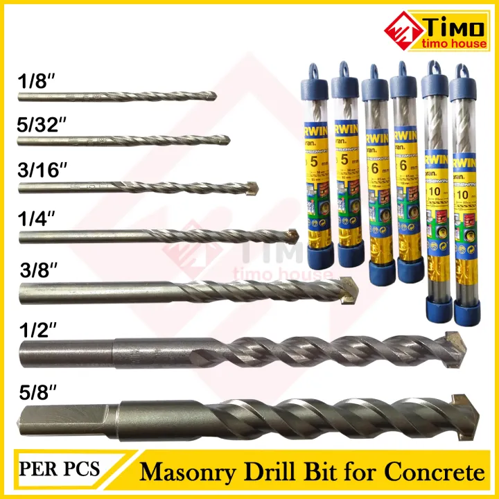 Irwin Masonry Drill Bit for Concrete 1/8 5/32 3/16 1/4 5/16 3/8