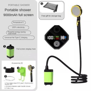 ZUZG Portable Camping Shower Pump RV Outdoor Shower Kit Camp Shower w/Full Screen Intelligent Digital Display Adjustable 6000mAh 7800mAh 9000mAh