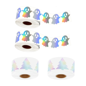 Lễ hội phản chiếu đầy màu sắc Sticker Halloween chủ đề giáng sinh 2 cuộn 500 Sticker mỗi cuộn nhãn dính crafting Nguồn cung cấp