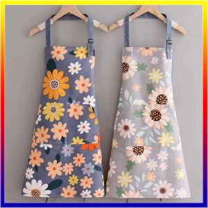 ผ้ากันเปื้อน ลายสก๊อต สไตล์มินิมอล ผ้าลินิน ใส่ทําอาหาร ทํางานบ้าน ผ้ากันเปื้อนลายดอกทานตะวัน apron