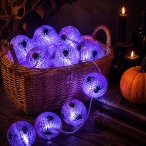 SEEMAY Luminous Halloween Pumpkin Lantern String LED Hanging Halloween Spider Lights Durable Bat Halloween Decorations Lamp Halloween Party