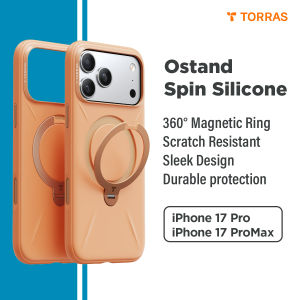 TORRAS Ostand Spin Silicone Case for iPhone 17 Pro / 17 Pro Max – 360° Magnetic Ring Stand Drop Protection & Sleek Design