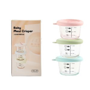 3-Pack Baby Food Glass Containers with Lids - Freezer/Microwave/Steam Safe