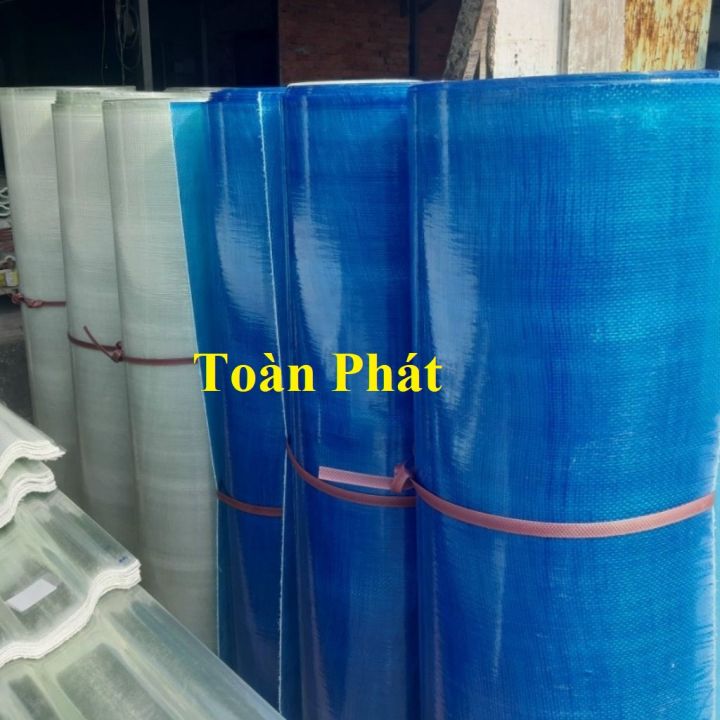 ( Khổ cao 1.2m) Tấm tôn nhựa phẳng Caro lấy ánh sáng màu trắng đục/ màu xanh che nắng mưa