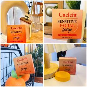 3แถม1 สบู่ ทำความสะอาดผิวหน้า พร้อมบำรุงผิวกาย Unclefit SENSITIVE FACIAL SOAP   (FOR ALL SKIN TYPES)