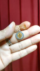 St. Benedict Miraculous Medal Baby/Adult Pin Original for (ANTI-usog balis diwata incanto atbp) for Protection Against Evil. 2 tone Embossed Non Tarnish Stainless gold/silver