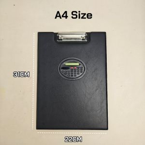 A4/Long Leather Clipboard with Calculator Metal Clip Paper Organizers File Folder Waterproof