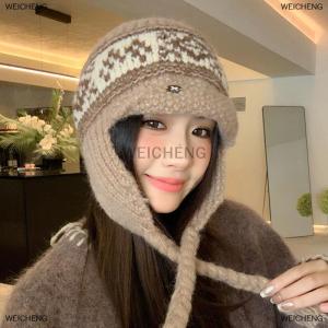 [COD] WEICHENG Vintage Jacquard Knitted Warm Cap For Women Ear Protection Warmer Beanies Skullies Windproof Pullover Caps