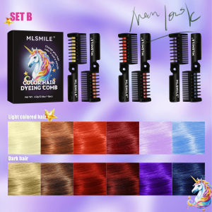 MLSMILE Unicorn Magic Hair Dye Comb - 6 Colors 1-Minute Quick Dye Plant-Based Formula Non-Damaging 2-in-1 Styling & Coloring