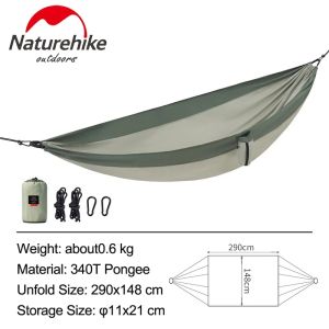 Naturehike เปลญวนกลางแจ้ง ultralight 1/2 คน swing camping เปลญวนสวมใส่คุณภาพดี anti-rollover camping เปลญวน