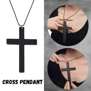 Ellebreen Black Wooden Cross Necklace Long T-shirt Chain Accessories Necklace Clavicle Chain Choker Jewelry
