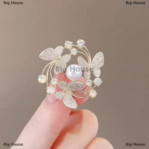 [COD] Big House เข็มกลัดผีเสื้อบินพวงมาลาที่สง่างามสำหรับผู้หญิงหมุดมุกพลอยเทียมเสื้อช่อดอกไม้สำหรับผู้หญิงเข็มกลัดปาร์ตี้งานแต่งงานของขวัญ