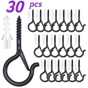 30pcs Q-Hanger Hooks With Safety Buckle / Screw Ceiling Hooks For Hanging Plants / Hooks For Outdoor String Lights