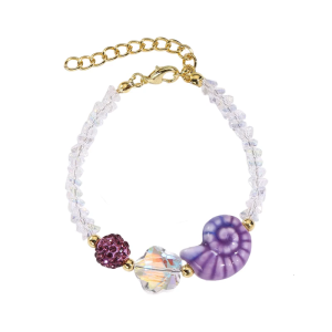 Elegant Adjustable Sea Creature Charm Bracelet Ceramic Starfish Snail Designs Crystals Beads Gift
