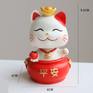 幸运猫 Zhaocai Cat New Year Gifts Lucky Cat Ornaments Porch Desktop Resin Decoration Living Room Decoration Fortune Cat Handicrafts 招财猫平安猫