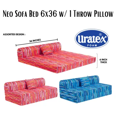 URATEX NEO SOFA BED / 6INCH THICK SOFA BED WITH FREE 1 PILLOW / SOFA BED / ASSORTED COLORS # legit uratex # uratex # foam #sofa bed # higaan