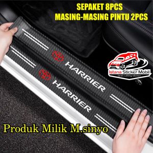 Stiker Pelindung Pintu Mobil Toyota Harrier Bahan Serat Karbon Anti Gores 8pcs