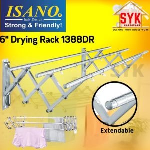 SYK ISANO 1388DR 6 Inch Stainless Steel Retractable Clothes Hanger Wall Mounted Clothes Drying Rack Penyidai Baju