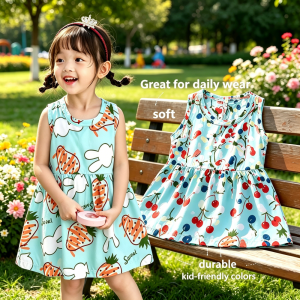 AILEBE Kids Dress Soft Durable Quick-Drying Sando Dress H&M Inspired Style With Garterized Ruffle Strap Colorful Prints Great For Daily Wear Pambahay Girls 0-10 Yrs OOTD