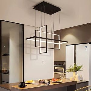 Modern Design LED Chandelier For Dining Room Kitchen Bar Table Living Room Bedroom Ceiling Pendant Lamp Rectangle Hanging Light