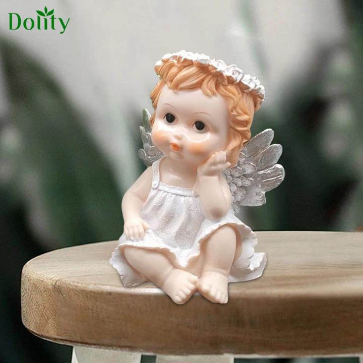 Dolity Cute Angel Figurine Statue Cherub Sculpture Home Decoration