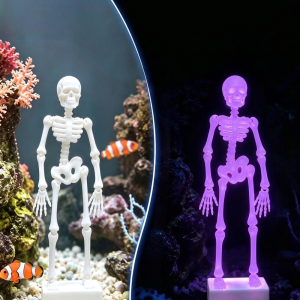 ROIO Realistic Dancing Skeleton Aquarium Bubbler 3D Printed with Pipe Suction Cup Movable Skeleton Fish Tank Bubbler Creative Fade Resistant Fish Tank Dance Skull Bubbler Fish Landscaping