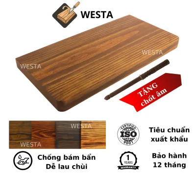 Kệ gỗ gắn tường bằng vít âm Kệ gỗ thông nguyên tấm Kệ sách WESTA Kệ âm tường decor phòng màu nâu Hạt dẻ