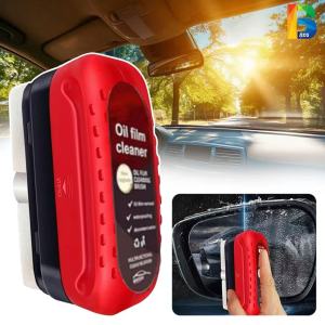 Car Glass Oil Film Stain Remover Kit Cleaning Brush Sponge Removal Dust Window Windscreen120ml