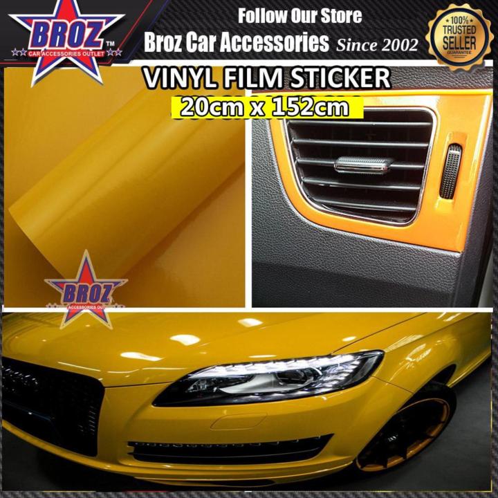 20cm x 152cm Shining Yellow Vinyl Film Car Sticker Wrap Lazada