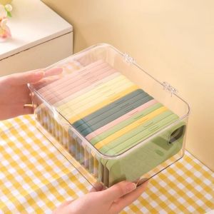 UUMIR Transparent Phone Case Organizer with Lid Acrylic Sundries Storage Basket  Dustproof Desk Organizer
