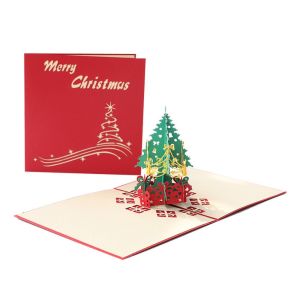 MMLUCK Có thể gập lại Thiệp chúc mừng Cây giáng sinh Giấy Ước Nguyện Thẻ tin nhắn Quà Tặng trẻ em Thủ công Thẻ quà tặng bật lên 3D Trang trí Giáng sinh