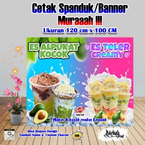 Spanduk Banner Es Teler & Alpukat segar Ukuran 120 cm x 100 cm