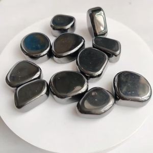 Natural Decor Hematite Stone Polished Jewelry Making DIY Bracelet Accessories Reiki Healing Stone Crafts Natural Quartz Crystals