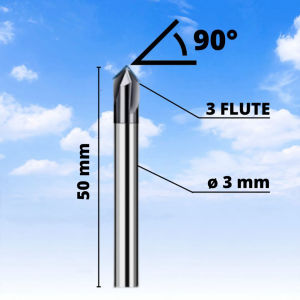 ms7 Chamfer endmill 3F 90 derajat lurus V bit Endmill CNC router bits