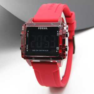 Jam Tangan Wanita Fo55il Digital Kotak Karet Rubber Mewah Fashion Cewek Kekinian Elegan Keren