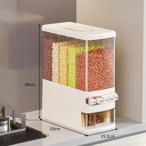 Compartment Grain Dispenser Press-Type Sealed Rice Storage Container Insect Proof Sealed Rice Dispenser