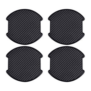 4Pcs Car Door Handle Sticker Carbon Fiber Protector Anti Scratch Resistant Self-adhesive Handle Protection Film Universal Auto Exterior Accessories