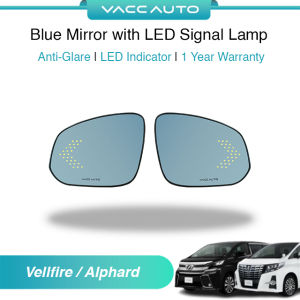 VACC AUTO Blue Mirror with LED Signal Lamp Side Rearview Winker Lens For Toyota Alphard Vellfire AH30 ANH30 2015-2023 Car Accessories
