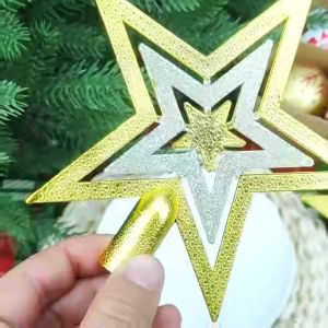 Ngôi Sao Trang Trí Đỉnh Cây Thông Noel Lấp Lánh Phủ Nhũ Phụ Kiện Decor Giáng Sinh Cao Cấp Cho Cây Thông Cửa Hàng